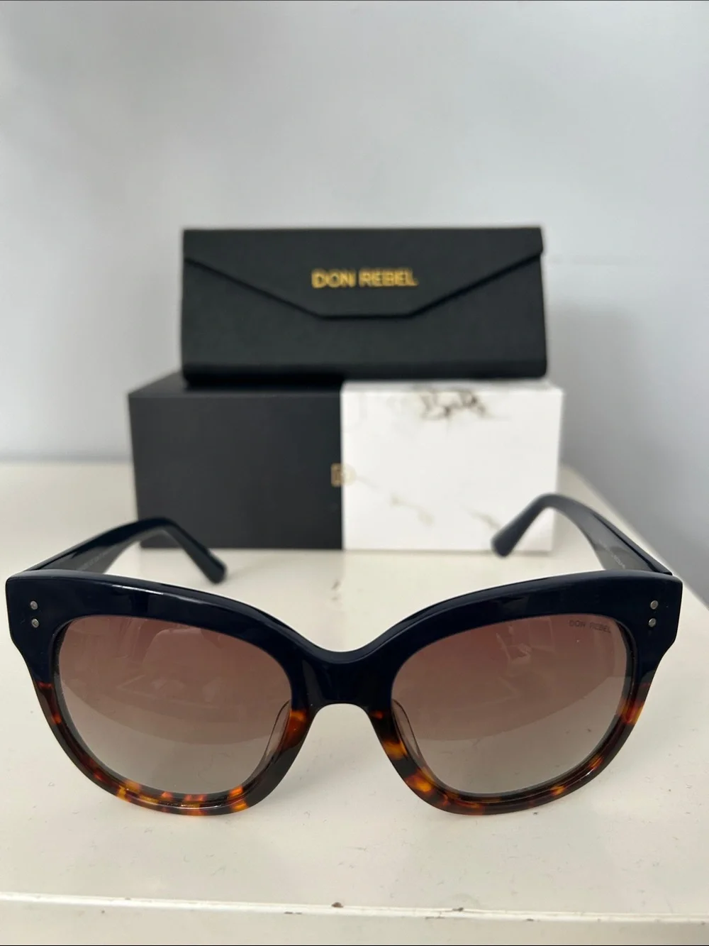 Women's Navy and Tortoiseshell Oversized Sunglasses